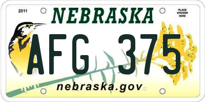 NE license plate AFG375