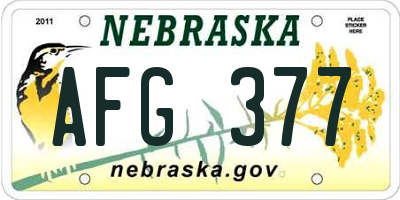 NE license plate AFG377