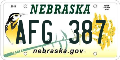 NE license plate AFG387