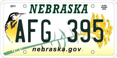 NE license plate AFG395