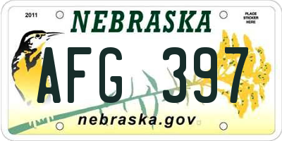 NE license plate AFG397
