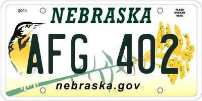 NE license plate AFG402