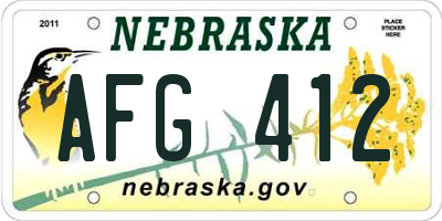 NE license plate AFG412