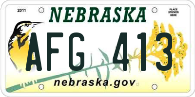 NE license plate AFG413