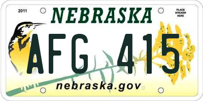 NE license plate AFG415