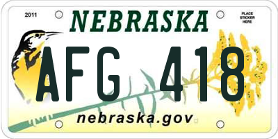 NE license plate AFG418