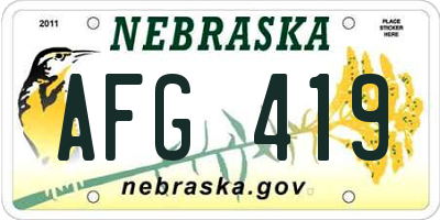NE license plate AFG419