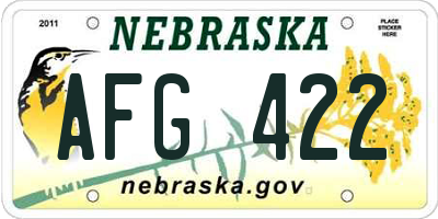 NE license plate AFG422