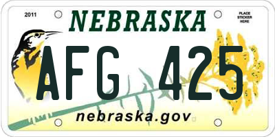NE license plate AFG425