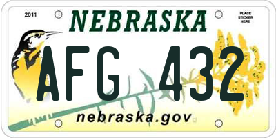 NE license plate AFG432