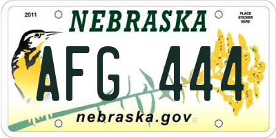 NE license plate AFG444