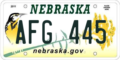 NE license plate AFG445