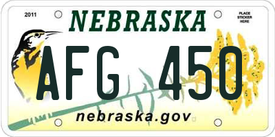 NE license plate AFG450