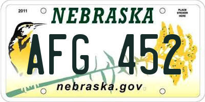 NE license plate AFG452