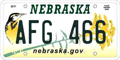 NE license plate AFG466