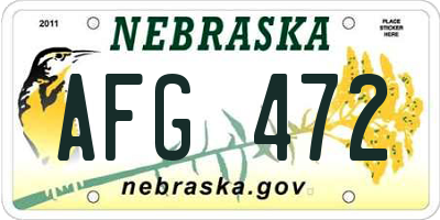 NE license plate AFG472