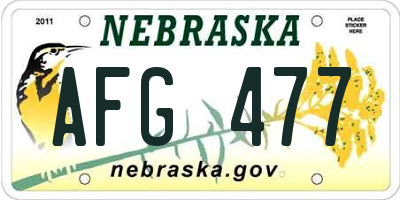 NE license plate AFG477