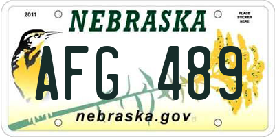 NE license plate AFG489