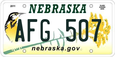 NE license plate AFG507