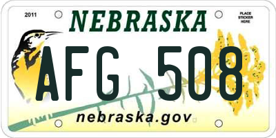 NE license plate AFG508