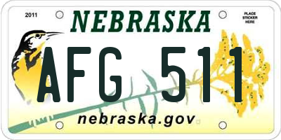 NE license plate AFG511