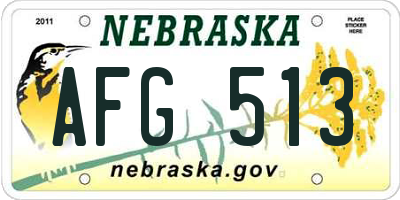 NE license plate AFG513
