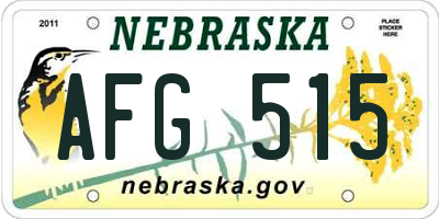 NE license plate AFG515