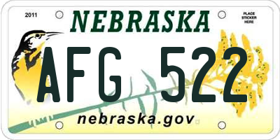 NE license plate AFG522