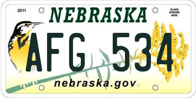 NE license plate AFG534