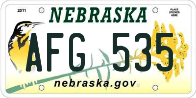 NE license plate AFG535