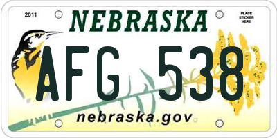 NE license plate AFG538