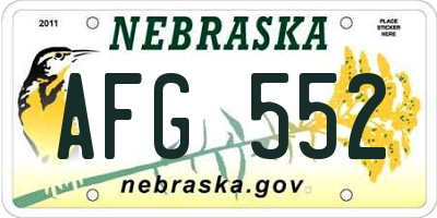 NE license plate AFG552