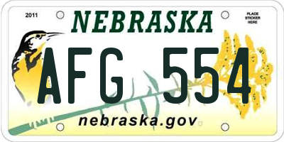 NE license plate AFG554