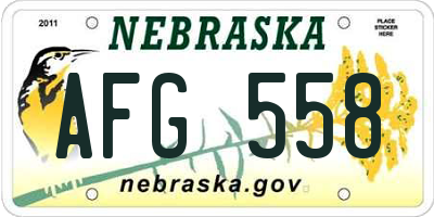 NE license plate AFG558