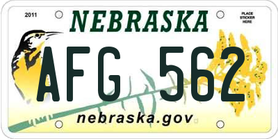 NE license plate AFG562