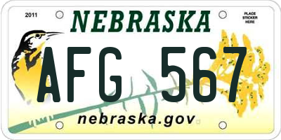 NE license plate AFG567