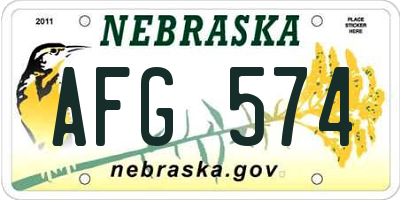 NE license plate AFG574
