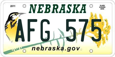 NE license plate AFG575