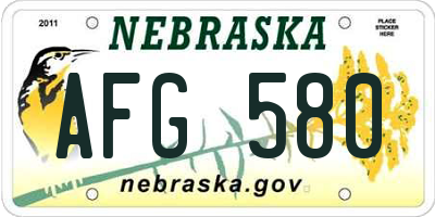 NE license plate AFG580