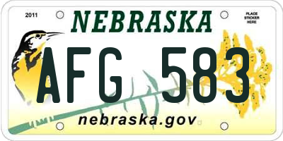 NE license plate AFG583