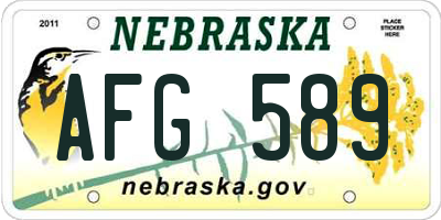 NE license plate AFG589