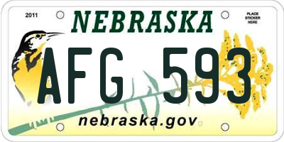 NE license plate AFG593