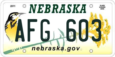 NE license plate AFG603