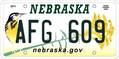 NE license plate AFG609