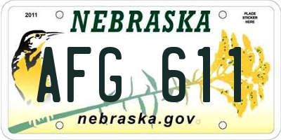NE license plate AFG611