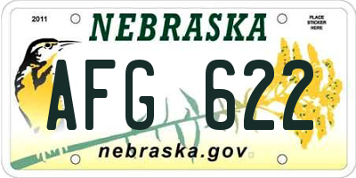 NE license plate AFG622