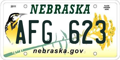 NE license plate AFG623