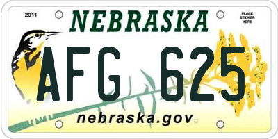 NE license plate AFG625