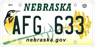 NE license plate AFG633
