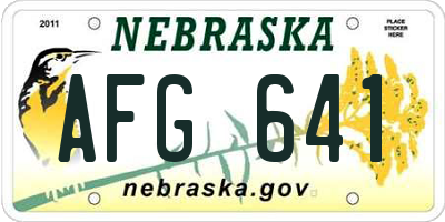 NE license plate AFG641